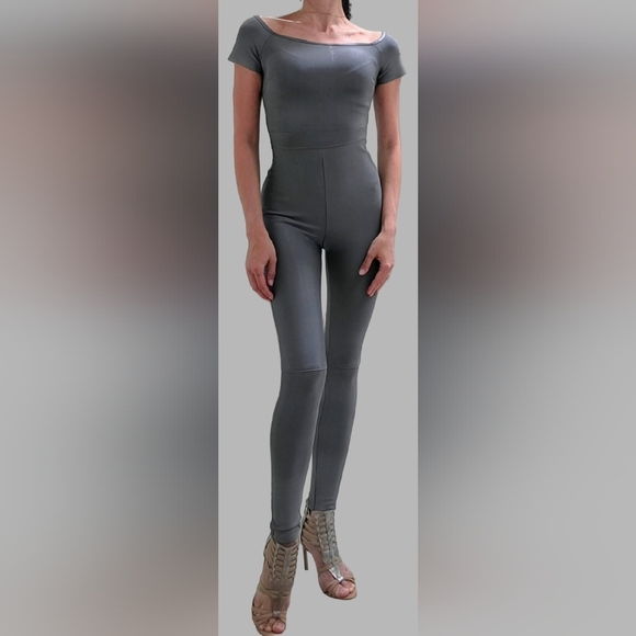 Gray Shiny Jumpsuit - Picture 7 of 8